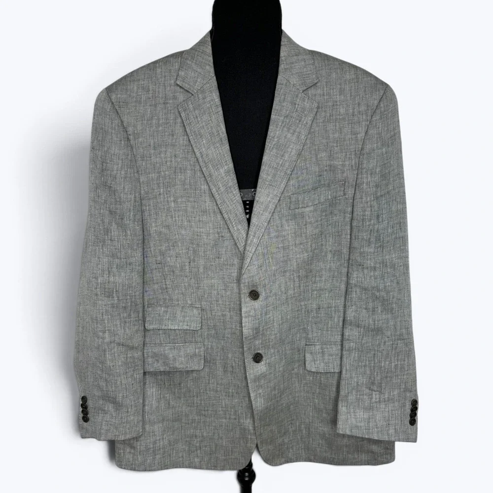 Michael Kors 100% Linen Blazer Gray Sport Coat Suit Jacket 2 Button Mens 42R